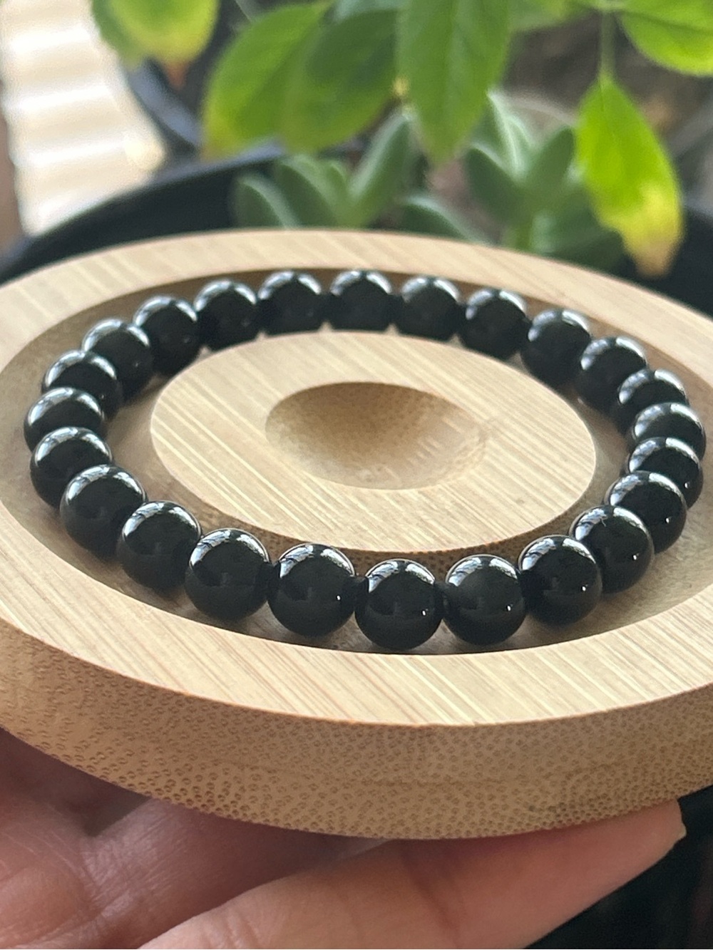 Black Obsidian Beaded Stretch Bracelet